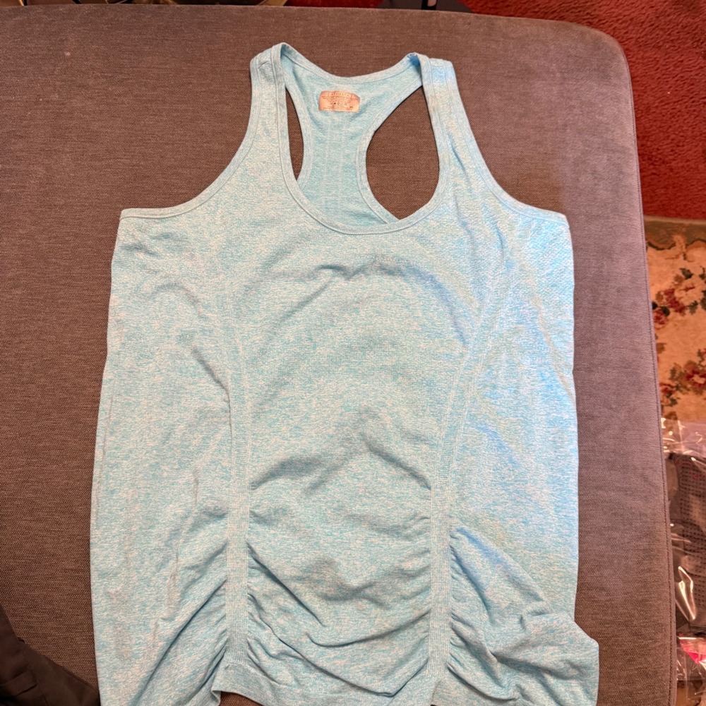 Athleta Momentum Tank Top XL Blue Heathered Space Dye Racerback Seamless 643266